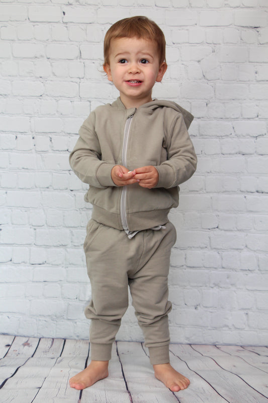 Sage Organic Cotton Zip Up Hoody Tracksuit Set