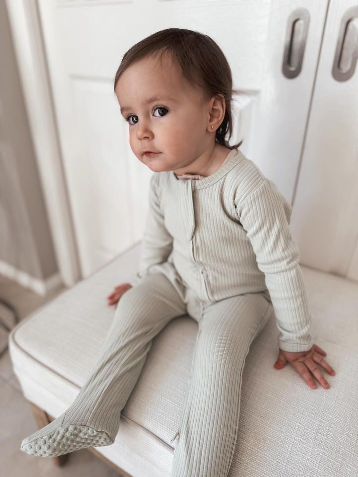 Pistachio Ribbed Long Sleeve Bodysuit