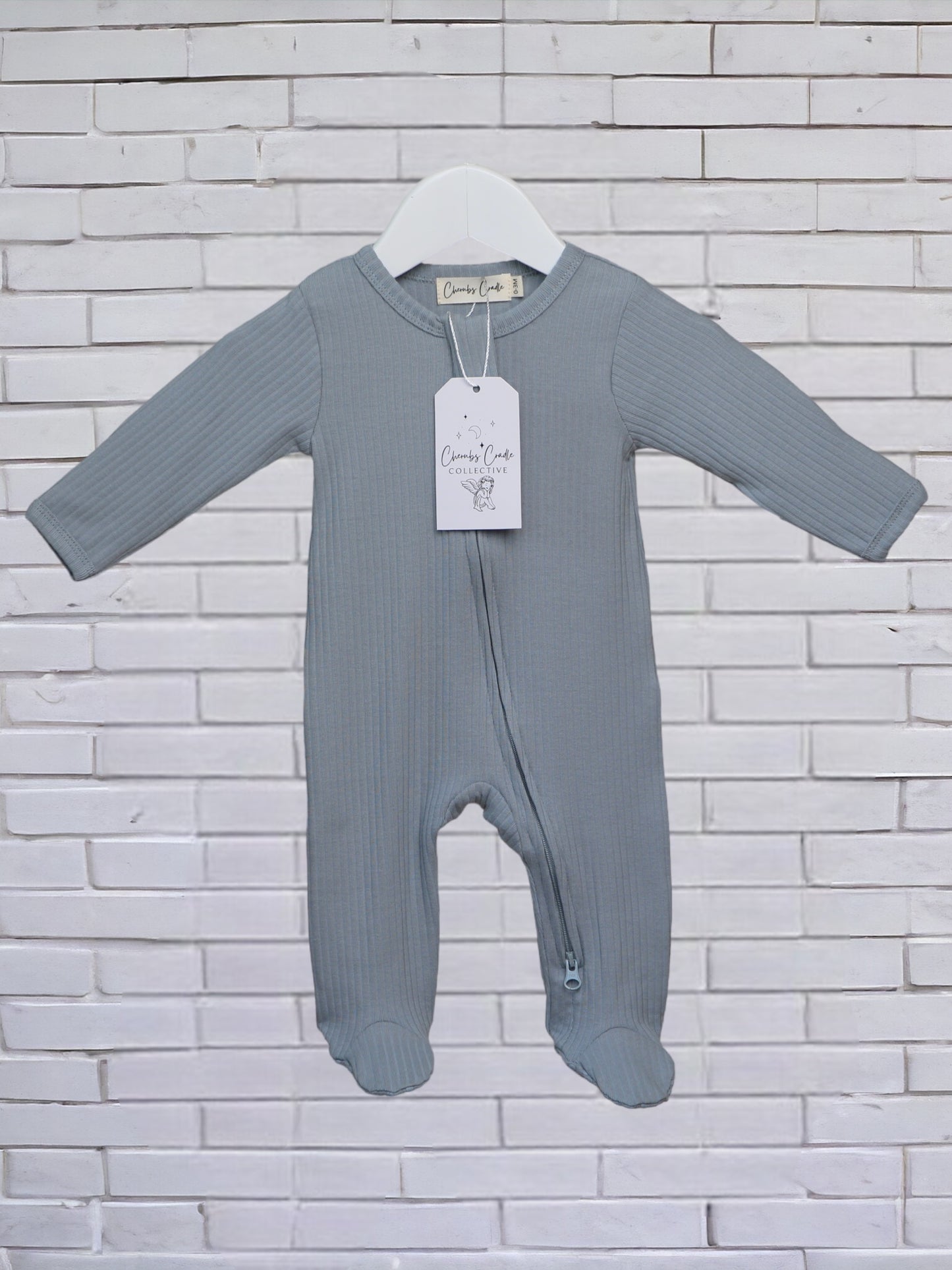 Aqua Ribbed Long Sleeve Bodysuit