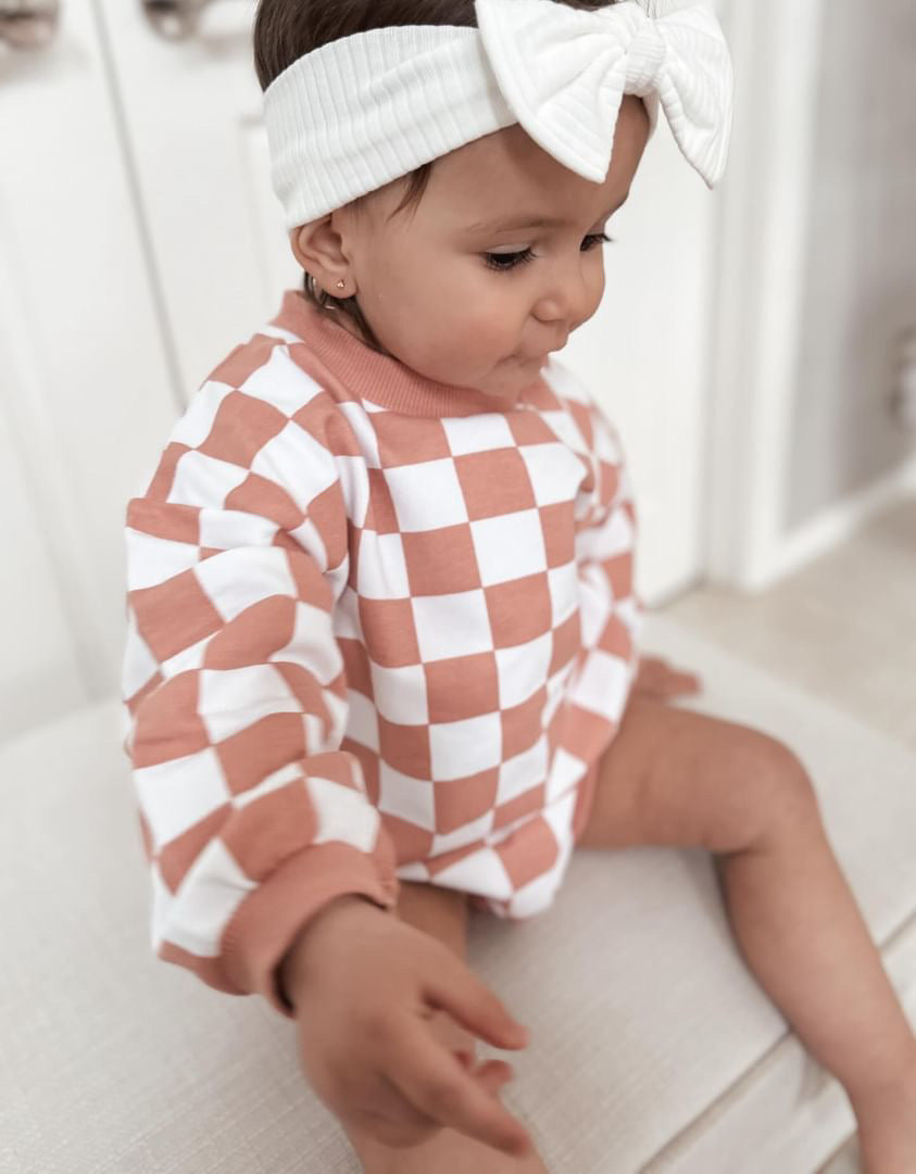 Berry Checkered Organic Cotton Romper