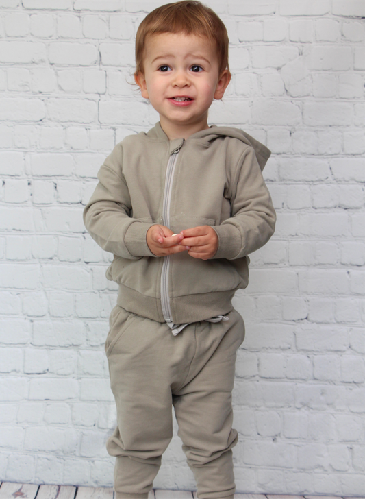 Sage Organic Cotton Zip Up Hoody Tracksuit Set