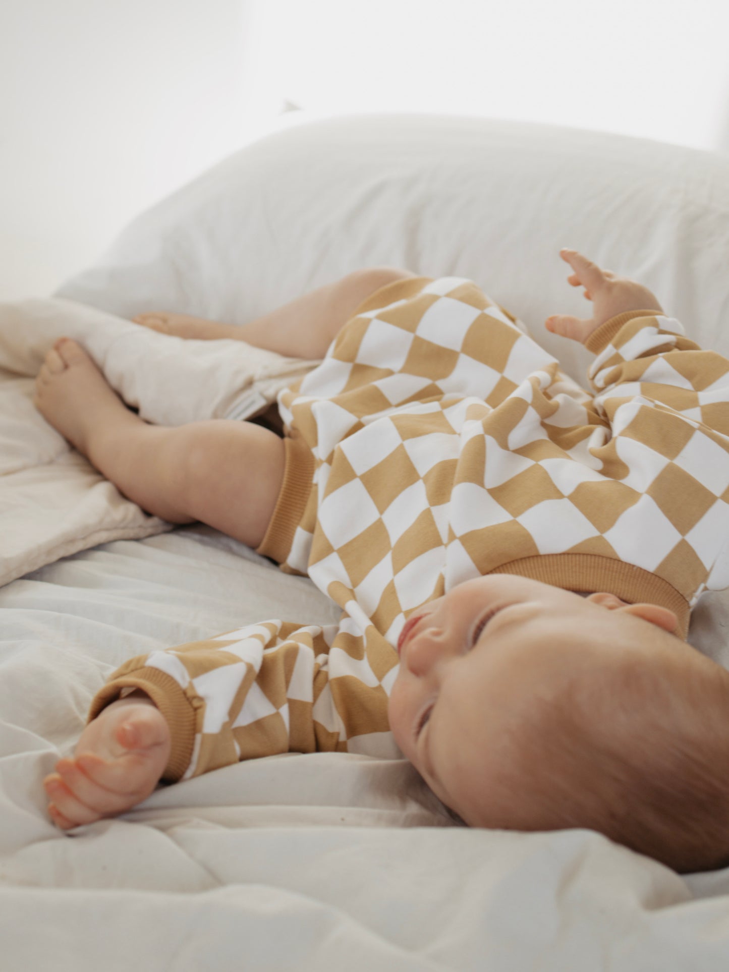 Mustard Checkered Organic Cotton Romper