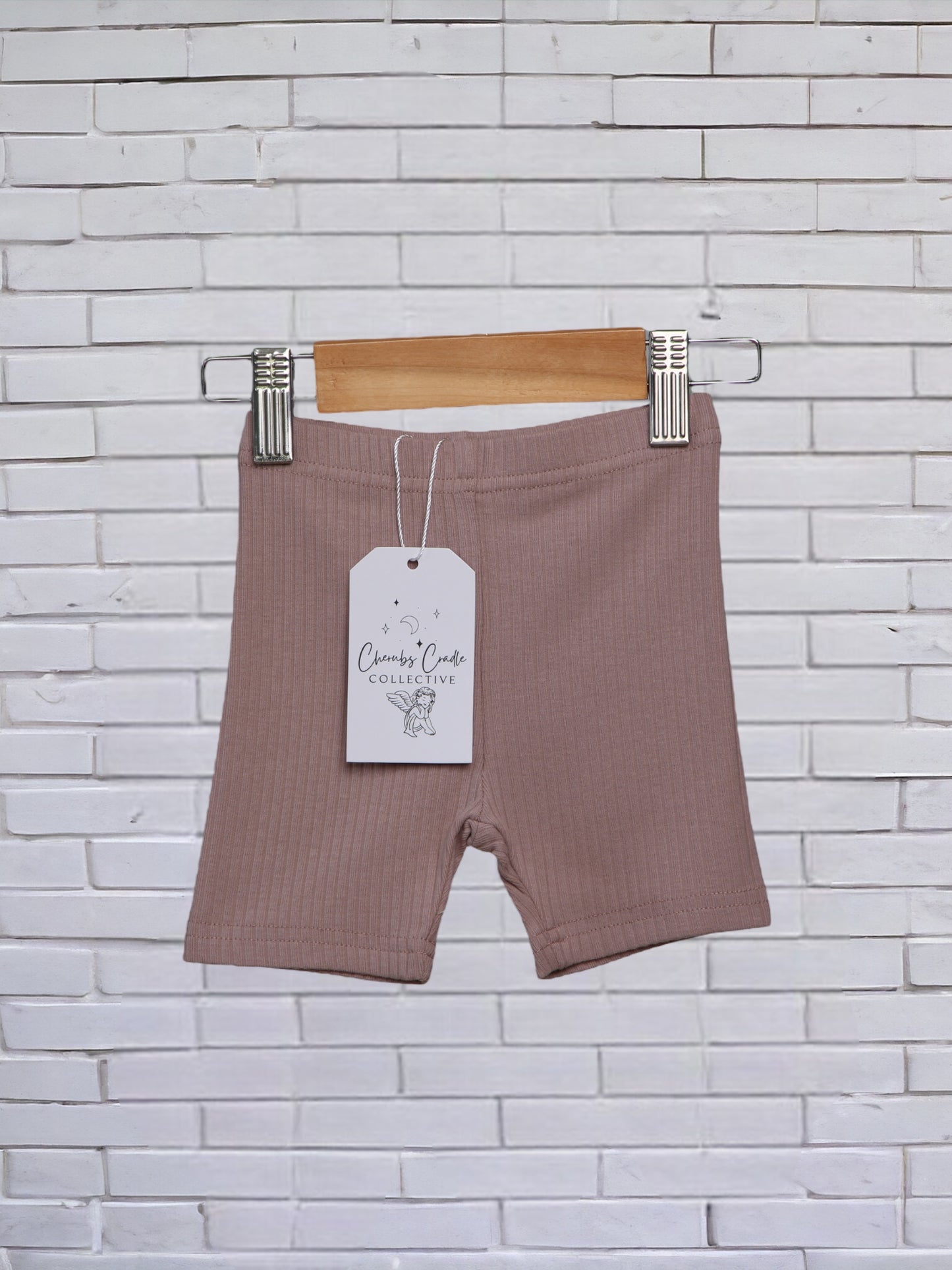 Mauve Ribbed Bike Shorts