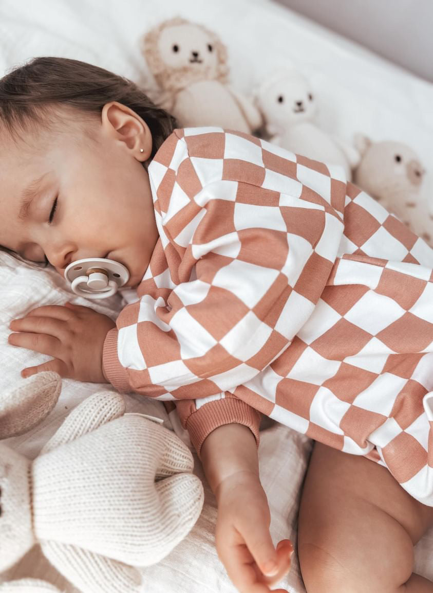 Berry Checkered Organic Cotton Romper