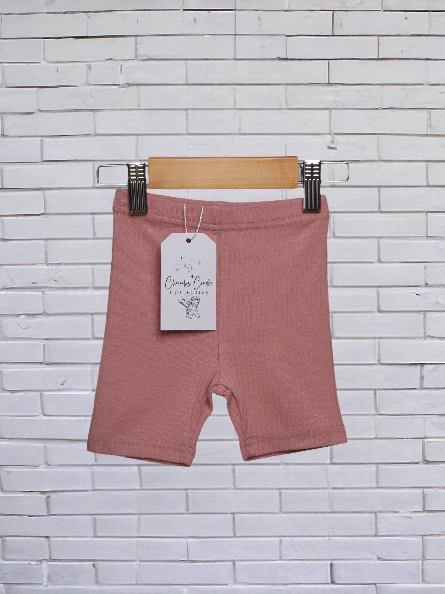 Blush Ribbed Bike Shorts