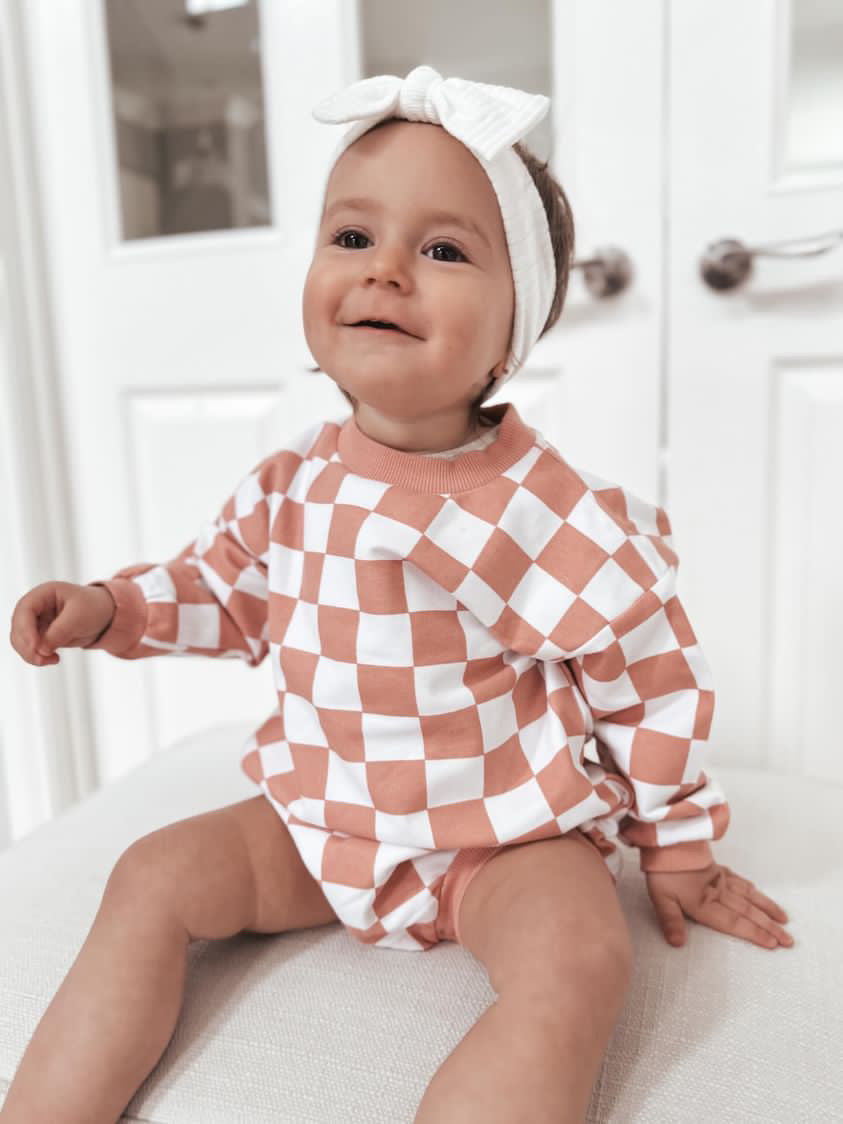 Berry Checkered Organic Cotton Romper