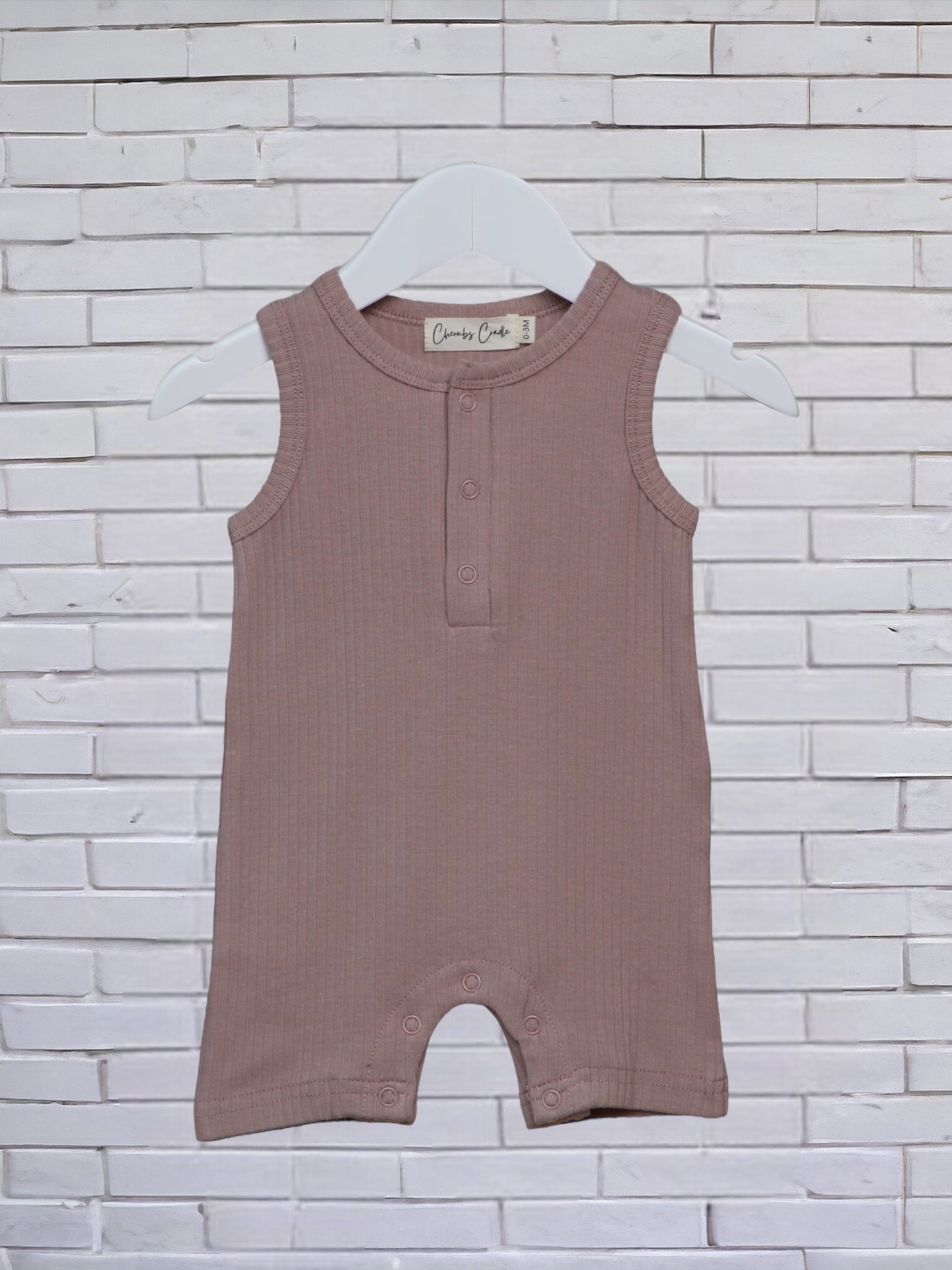 Mauve Ribbed Sleeveless Bodysuit