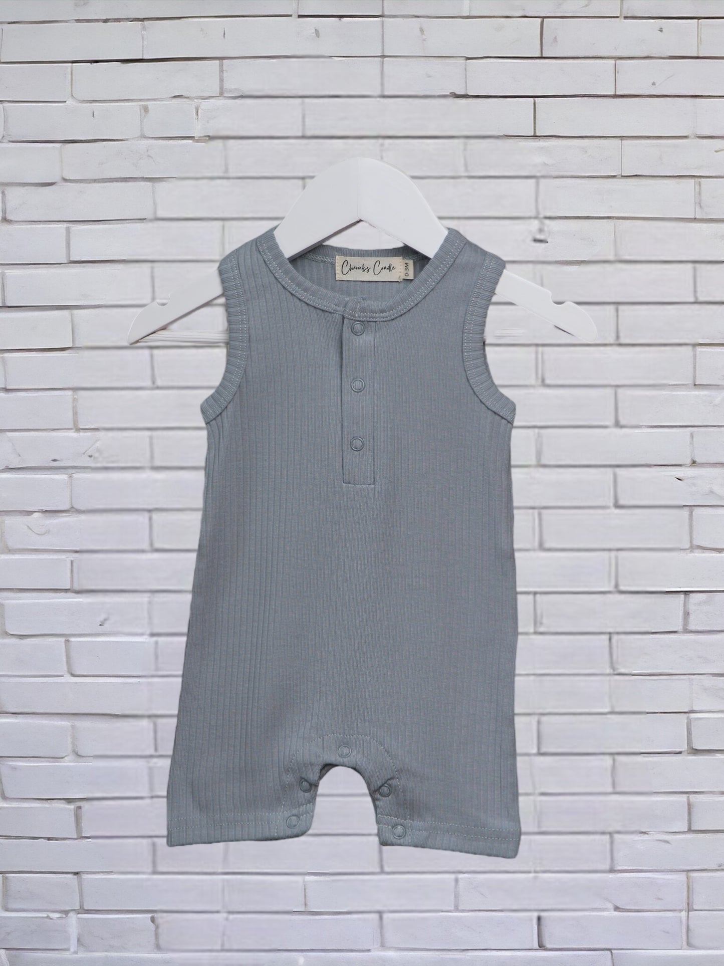 Aqua Ribbed Sleeveless Bodysuit